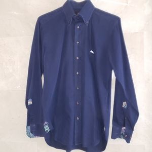Etro Blue with Paisley Dress Shirt - made in Italy  - 100% cotton